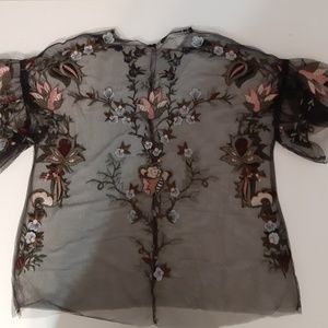 Zara Transparente lace black blouse
